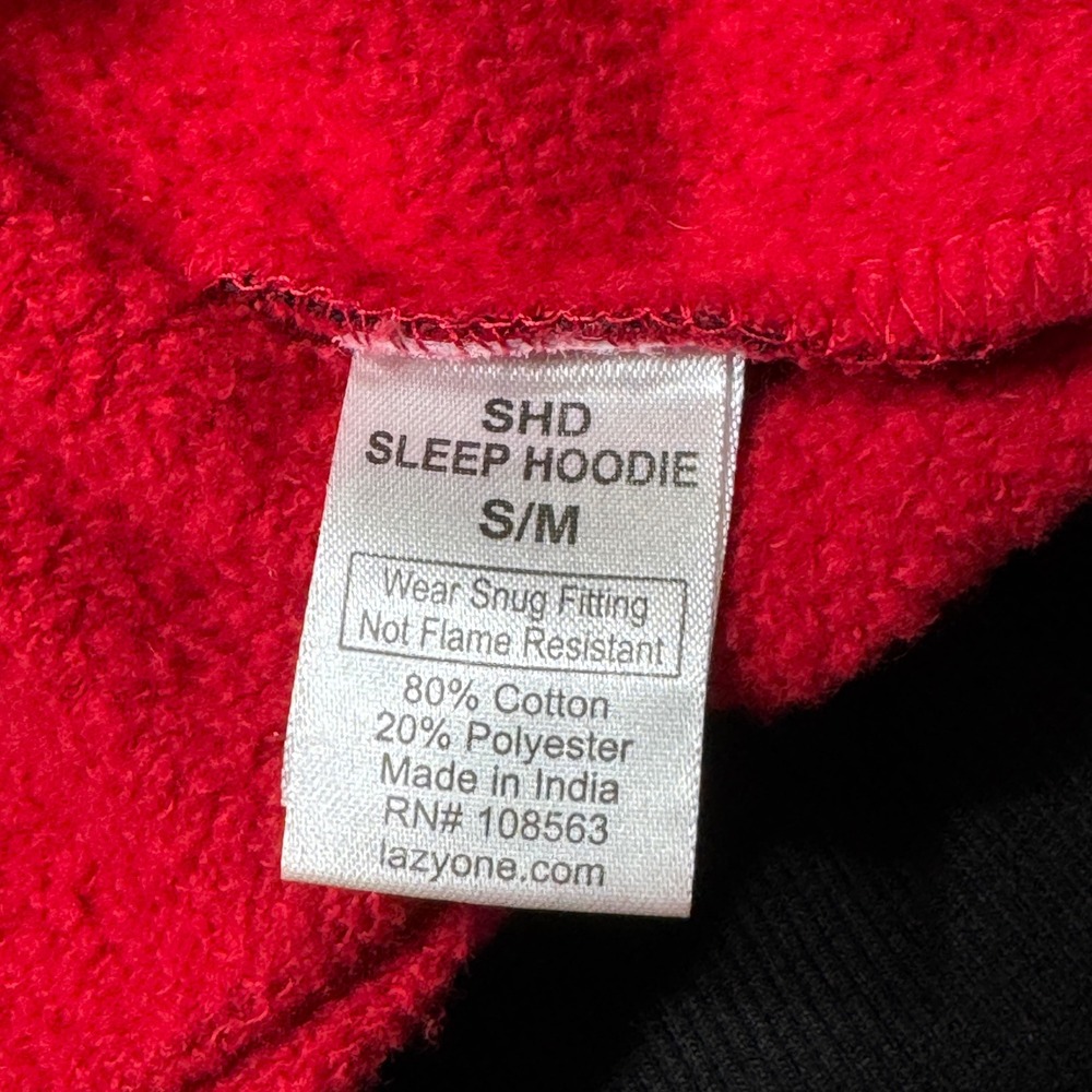 Lazy One Sleep Hoodie Women S/M Red Black Buffalo Plaid Longline Loungewear 0143 - Picture 10 of 10